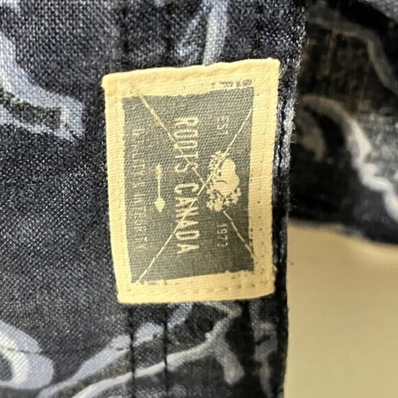 Roots Canada Blue Linen Button-Up Shirt - Men’s Medium, Abstract Print - Picture 4 of 14